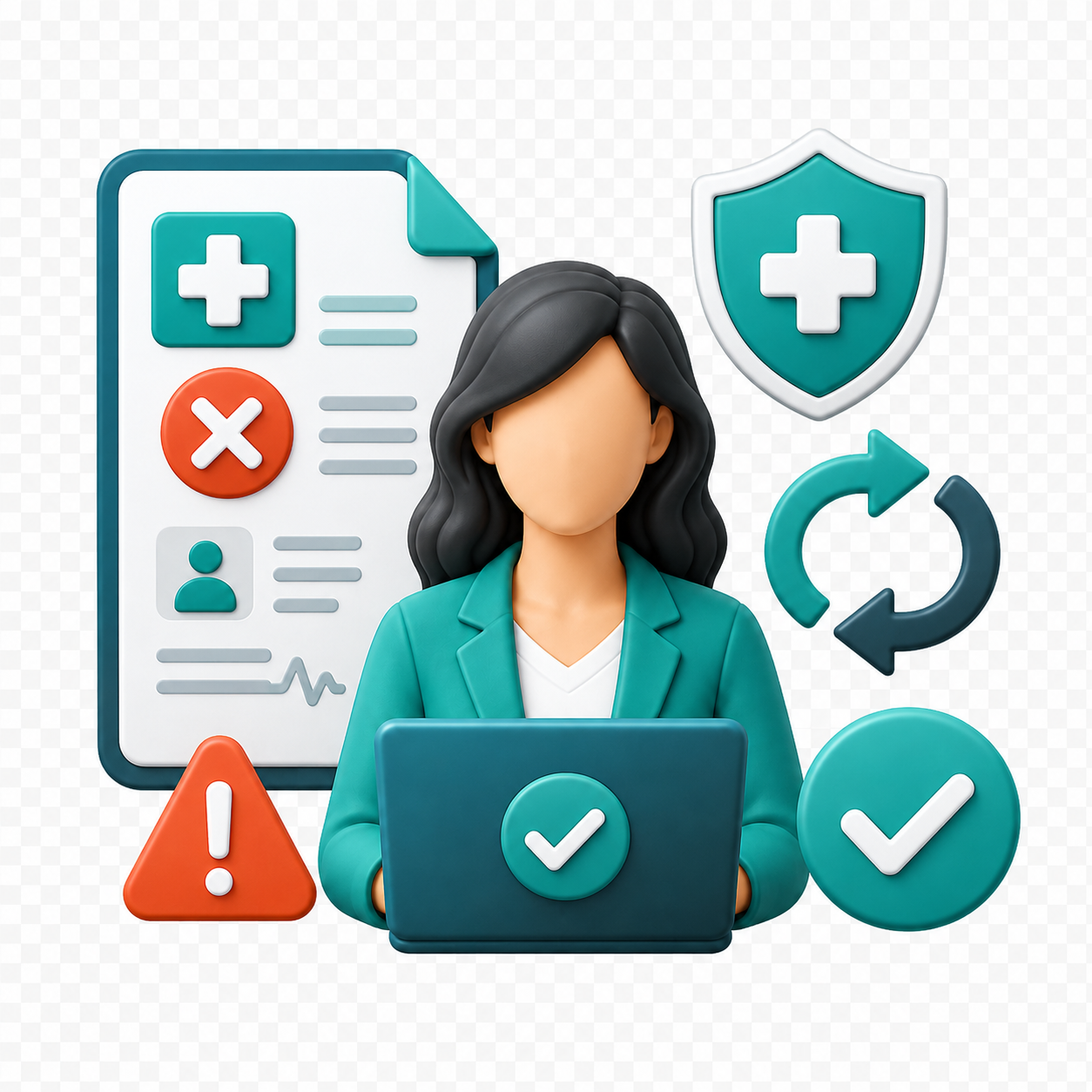 Denial management associate resolving claim issues
