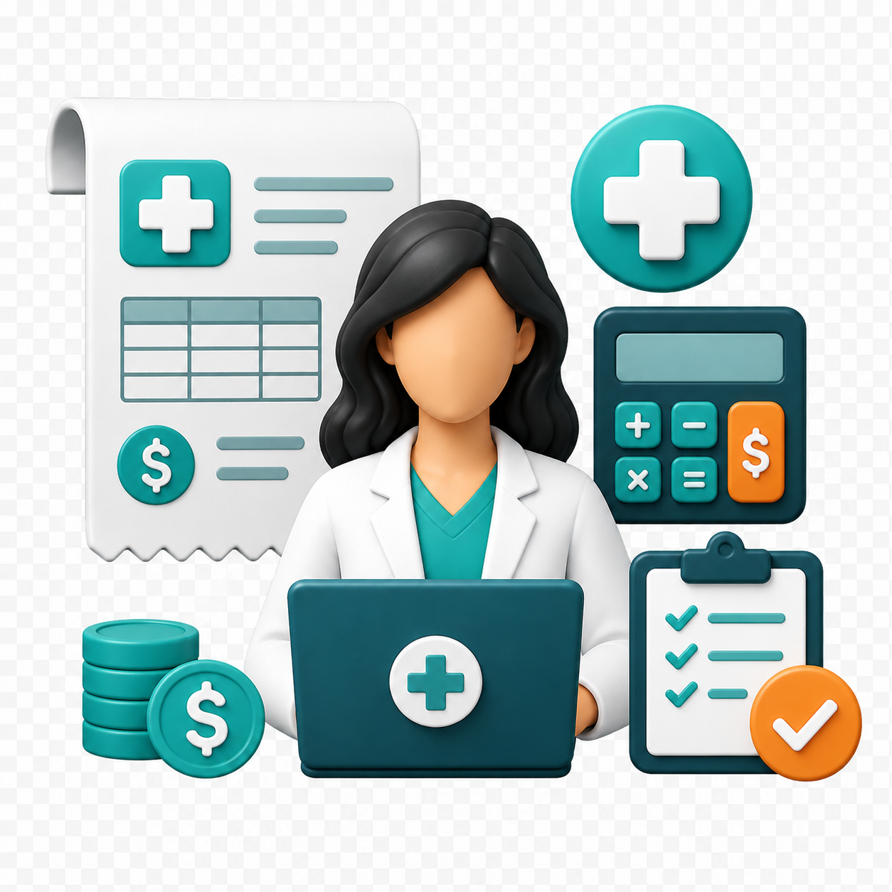 Medical billing associate working with billing records
