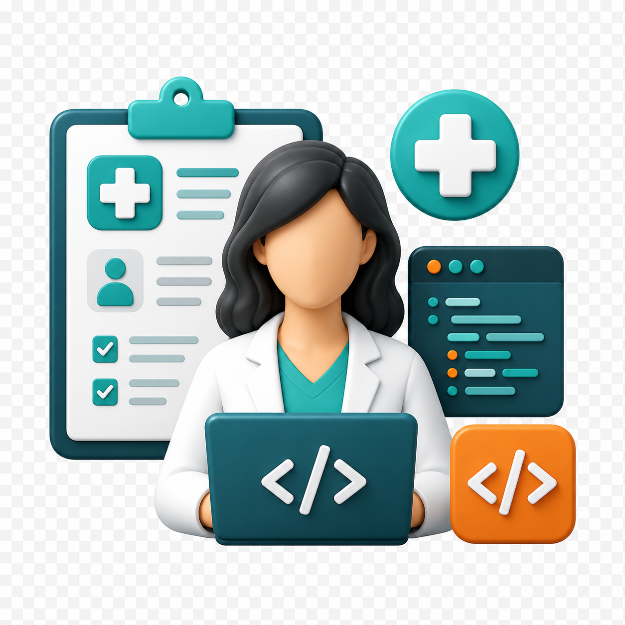 Medical coder working with clinical records