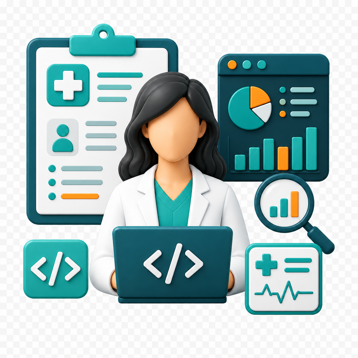 Medical coding analyst reviewing healthcare data