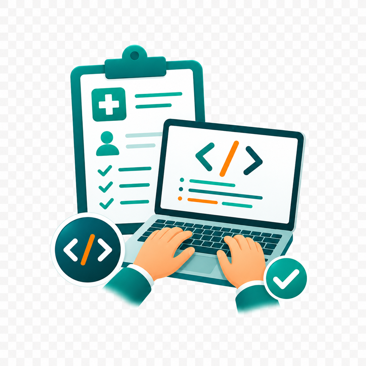 Hands completing practical coding exercises on a laptop