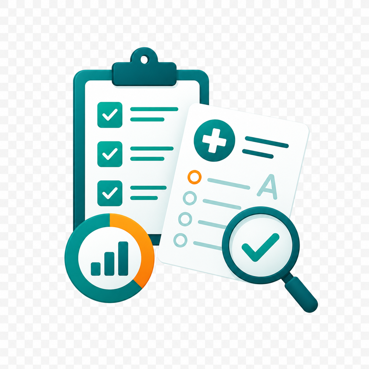 Assessment checklist with progress review charts